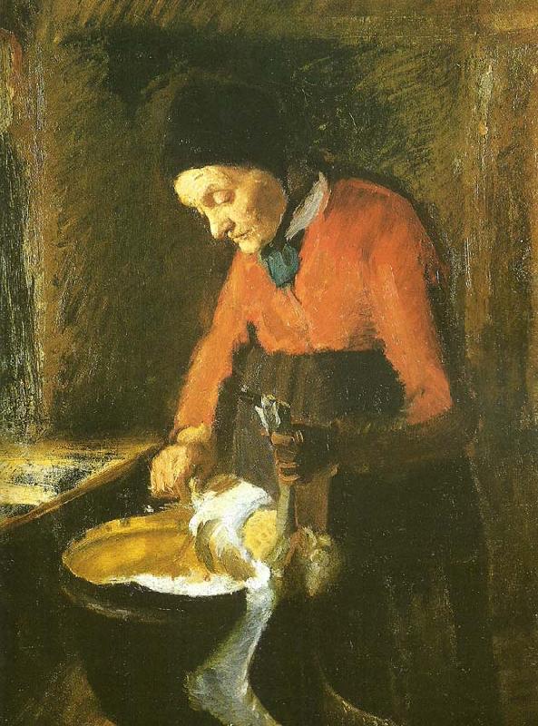 Anna Ancher gamle lene plukker en gas France oil painting art